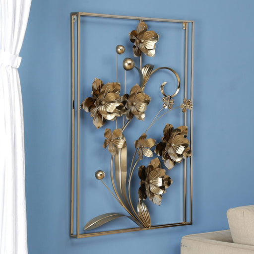 Add oodles of class to your room's wall by picking from our creative range of wall hangings. Beautify your walls with the artistic make, intricate detailing, variety of colors and designs these hangings provide.This metal wall decor uses a beautiful natural motif and gives it a clean modern twist. It's handcrafted using wrought iron to create an engaging look ideal for lending a unique look to any wall.which complements a nature inspired decor. It is an excellent enhancement for a modern home decoration.