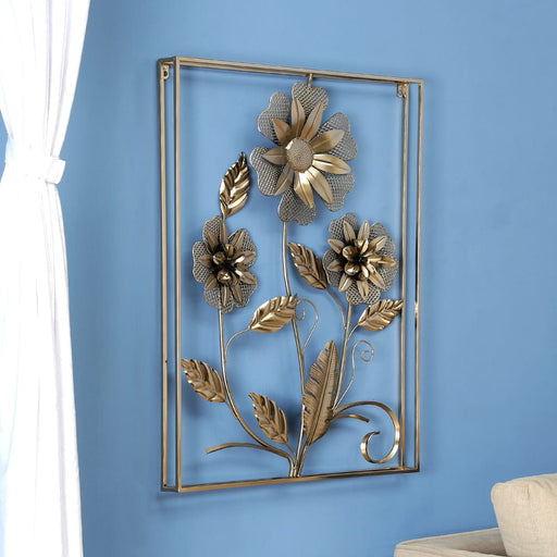 Add oodles of class to your room's wall by picking from our creative range of wall hangings. Beautify your walls with the artistic make, intricate detailing, variety of colors and designs these hangings provide.This metal wall decor uses a beautiful natural motif and gives it a clean modern twist. It's handcrafted using wrought iron to create an engaging look ideal for lending a unique look to any wall.which complements a nature inspired decor. It is an excellent enhancement for a modern home decoration.