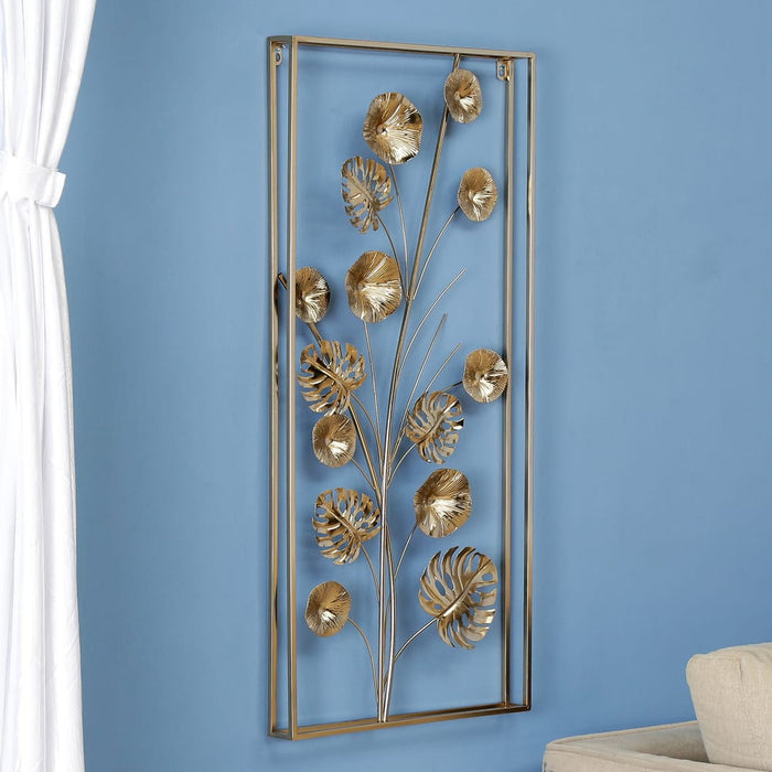 Add oodles of class to your room's wall by picking from our creative range of wall hangings. Beautify your walls with the artistic make, intricate detailing, variety of colors and designs these hangings provide.This metal wall decor uses a beautiful natural motif and gives it a clean modern twist. It's handcrafted using wrought iron to create an engaging look ideal for lending a unique look to any wall.which complements a nature inspired decor. It is an excellent enhancement for a modern home decoration.